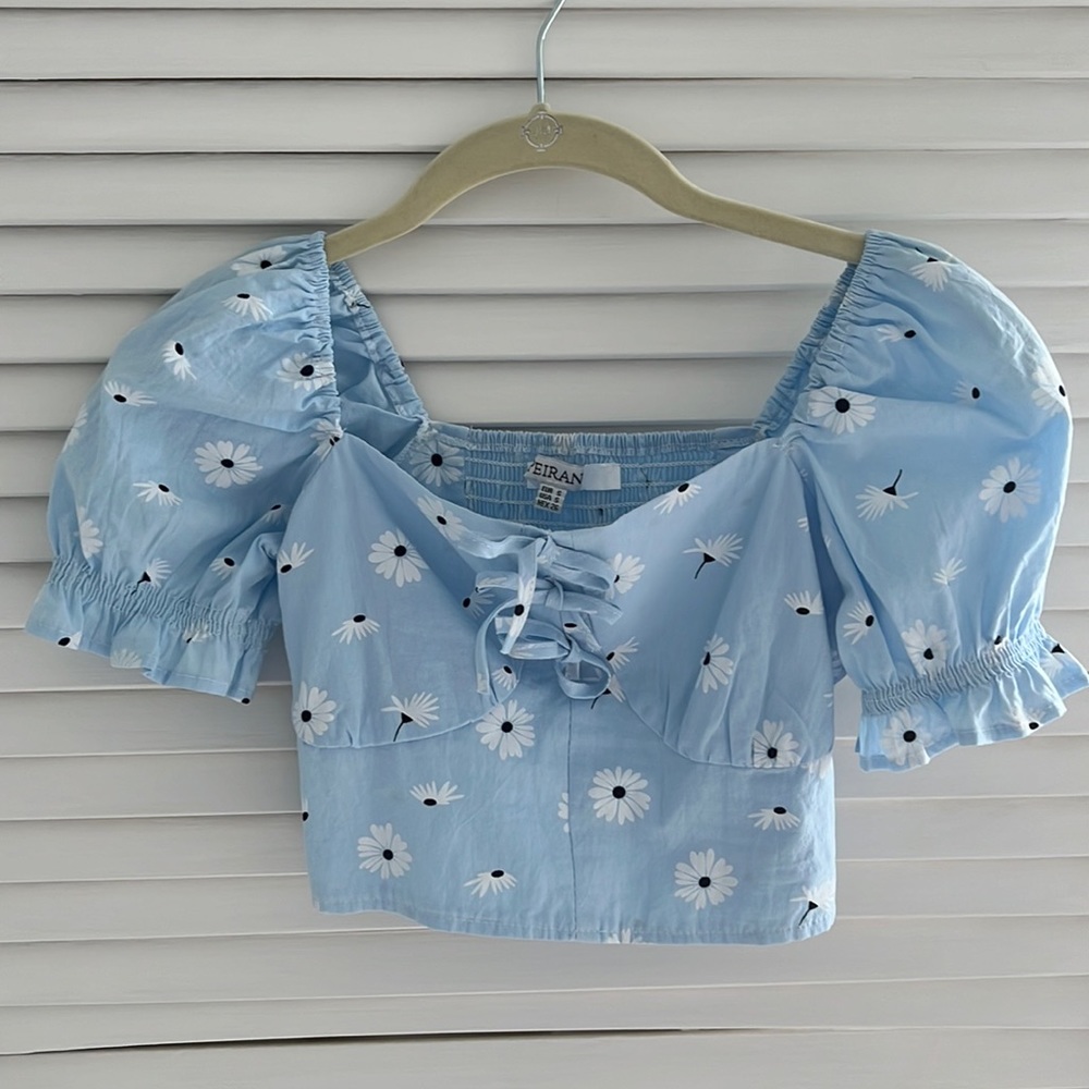 Shop resurrection blue crop top